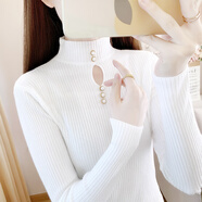 香影芬半高領(lǐng)時(shí)尚針織打底衫上衣女內搭2025新款春秋韓版洋氣修身毛衣女 白色 S (建議95斤以?xún)?