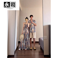 永司三亞度假情侶套裝巴厘島旅游裝夏季休閑襯衫海邊一衣一裙沙灘風(fēng)吊 男褲 XL