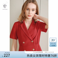 范思藍恩正式氣質(zhì)通勤連衣裙女夏季收腰顯瘦面試西裝裙 紅色 S