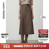 朗姿【朗姿羊毛Basic衣櫥】【明星同款】高級感a字半身裙冬季新款半裙 淺咖色2 XL