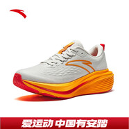 安踏（ANTA）力場(chǎng)丨跑鞋男緩震回彈跑步鞋舒適回彈透氣跑鞋厚底運動(dòng)鞋男 數字霧灰/曦霞橙-2 40