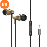 小米（MI）高音質(zhì)有線(xiàn)耳機vivo華為小米蘋(píng)果TypeC35mm圓孔x60pro掛脖藍牙 帶Mic合金款【3.5mm金色- 兩條裝】