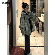 月半晴（YUEBANQING）vibe美式復古水洗做舊牛仔外套女春春季小眾歐美高街寬松夾克 主圖色 M