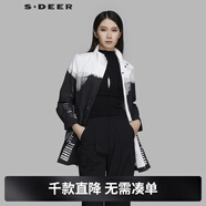 S.DEER【專(zhuān)享款】圣迪奧百搭通勤立領(lǐng)黑白撞色抽褶收腰短風(fēng)衣S20181702 深灰/97 S 160
