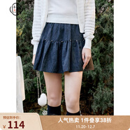 固執（OBSTINATE）【特價(jià)】秋季新款復古學(xué)院風(fēng)a字短裙女裝00031BQ07842 黑色 S