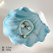 中掌柜創(chuàng  )意首飾盒陶瓷收納盒耳釘手鏈項鏈盒桌面擺件飾品精致展示 貝殼陶瓷首飾盤(pán)