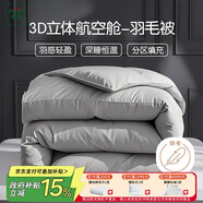 然牌 防鉆絨 白鴨毛羽毛被芯 冬季保暖雙人被子 約7斤 200x230cm 灰色