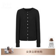 麥檬MM輕奢精紡山羊絨針織衫上衣開(kāi)衫打底25秋冬新款5GA933951 開(kāi)衫-圓領(lǐng)-黑色5GA933971 M
