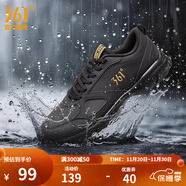 361°運動(dòng)鞋男鞋秋冬季透氣網(wǎng)面跑鞋黑色通勤輕質(zhì)戶(hù)外慢跑步鞋 曜石黑/皇冠金【皮革面防潑水】 42