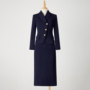 X.C.N 祥春鳥(niǎo)2026春高端商務(wù)通勤套裝女氣質(zhì)西裝裙空姐工作服職業(yè)裝2025正流行 藏藍色外套+半身裙 L