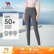 駱駝（CAMEL）防曬速干女士高腰收腹彈力健身九分褲 Y1S10L6608A 疊霧灰 M