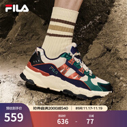 FILA 斐樂(lè )TREK老爹鞋男鞋新款休閑鞋時(shí)尚復古運動(dòng)鞋跑鞋 泡沫白/楊梅綠-WB 41