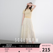 三彩2025夏季新款松緊高腰半身裙復古簡(jiǎn)約波點(diǎn)傘裙長(cháng)裙垂感M 米白色幾何 XL 170/76A