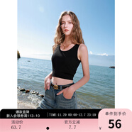 三彩2025秋款短款修身針織衫背心無(wú)袖毛衣免穿bra套頭衫M 經(jīng)典黑 XL 170/92A 此款尺寸偏大，建議拍小一碼