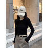 ANTCITY 202025初夏穿搭新款正肩白色短袖t恤女獨特漂亮超好看小衫短款上衣 黑色_減齡_辣妹_甜美_名媛_時(shí)尚_百搭_超火_高 S _建議80-95斤