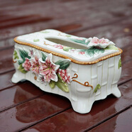 心花怒放陶瓷糖果罐茶點(diǎn)罐宮廷風(fēng)家居雜糧儲物罐咖啡密封罐餅干 干罐百合 百合紙巾盒長(cháng)寬高25*15*14