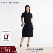 TOMMY HILFIGER【條紋POLO裙】春夏女裝氣質(zhì)通勤拼色豎條紋收腰顯瘦連衣裙 藏青色DW5 XS
