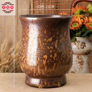 宋式美學(xué)玄關(guān)擺件客廳裝飾純手工宋代美學(xué)花盆陶瓷法式詫寂風(fēng)復古 【精美】花瓶褐流釉 大