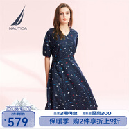 諾帝卡（NAUTICA）【商場(chǎng)同款】女裝春夏新款萊賽爾親膚透氣休閑連衣裙女41DO04 藏青色4NV M