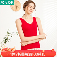 AB內衣女士全棉本命年大紅彈力蕾絲花邊打底衫吊帶衫女式背心8191 大紅 XL