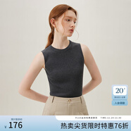 范思藍恩無(wú)袖疊穿針織背心女春裝2024新款內搭打底衫24FS11036 灰色 L