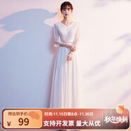 大合唱服演出服女長(cháng)裙成人舞臺服裝合唱團學(xué)生詩(shī)歌朗誦禮服連衣裙 白色【團體表演合唱服】 2XL