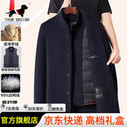 THOM BKDINR湯姆高端雙面呢羊毛大衣男士商務(wù)風(fēng)毛呢衛衣保暖加絨秋冬季短外套 黑色（11518立領(lǐng)） 2XL 150-165斤