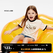 little MO&Co.親子裝吸濕速干衣童裝夏裝拼色兒童上衣女童短袖t恤 米白色 110 110/56