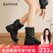 達芙妮美拉德棕色新疆靴子女短靴2025新款褲管靴草原沙漠穿搭秋冬馬丁靴 黑色【短筒款】 39