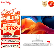 長(cháng)城凌云B24 23.8英寸一體機電腦商用辦公家用臺式整機 政府補貼 (12代i5 12450H 32G+1T WiFi6）