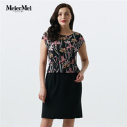 MeierMei玫而美品牌專柜時(shí)尚印花修身顯瘦連身裙女中長(zhǎng)款假兩件 H81 36