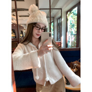 ZZ&FFFF BLUE 奶芙塔塔 3色軟糯毛巾料短款連帽開(kāi)衫厚實(shí)保暖奶fufu上衣 白色毛巾料短款連帽開(kāi)衫_現貨48小時(shí)發(fā) S _藍藍尺碼