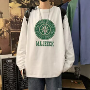 嘉曄長(cháng)袖t恤男秋冬季衣服打底衫男士圓領(lǐng)寬松百搭衛上衣男裝休閑t恤男 D23八角星白色 5XL 【180-200斤】