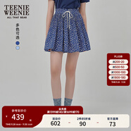 Teenie Weenie小熊女裝半身裙25夏季新款細褶花朵小清新蓬蓬短裙子 藏青色 S