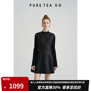 茶·愫【反叛千金風(fēng)】puretea茶愫pu皮無(wú)袖A字收腰連衣裙女2024年冬季新 石墨黑 S