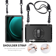 三星（SAMSUNG）【原裝品質(zhì)】適合三星S10+平板Tab S8 S9Ultra S7FE S7PLUS case 黑色(有肩帶) 三星Tab A7 Lite (8.7英寸)