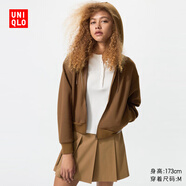 優(yōu)衣庫女裝快干休閑拉鏈連帽外套長(cháng)袖運動(dòng)衛衣開(kāi)衫479603 36 褐色 S /155/80A