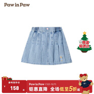 PawinPaw小熊童裝春夏新款女童A字百褶裙半裙學(xué)院風(fēng)