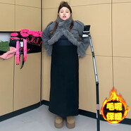 奉希170加長(cháng)版黑色直筒裙女秋冬加厚毛呢a字裙大碼胖mm開(kāi)叉包臀一步裙 黑色加長(cháng)款-88CM毛呢面料 M M建議80-100斤