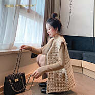 夏典素訂女王（SE.PSTP）小香風(fēng)氣質(zhì)輕熟馬甲時(shí)尚套裝2025春秋季新款韓版格紋毛衣裙兩件套 卡其色 均碼