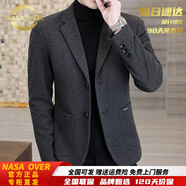 NASAOVER輕奢呢子西裝男春秋季韓版潮流修身小西裝單西上衣毛呢西服外套男 灰色 【專(zhuān)柜直發(fā)】 2XL 135-150斤