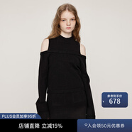 moussy&sly2025冬季新品輕熟風(fēng)通勤慵懶露肩針織裙兩件套030IAY73-2661 黑色020 M