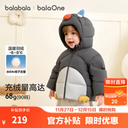 巴拉巴拉童裝嬰兒羽絨服冬裝加厚保暖寶寶外套兒童上衣可愛(ài)男童女童萌趣 灰白企鵝20410 -208425107210 100 （充絨量76g 適合2-3歲）