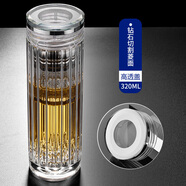 怡斯佳鉆石工藝玻璃水杯男輕奢透明隔熱加厚水晶防爆高檔個(gè)人專(zhuān)用茶杯子 高透蓋/豎條紋杯/320ml