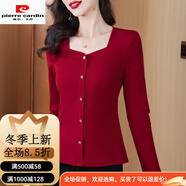 皮爾卡丹長(cháng)袖t恤女春秋款2025年新款早秋女裝設計感內搭可外穿上衣打底衫 酒紅色 【退換貨包郵】 M  85-100斤
