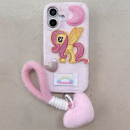 三棲虎秋冬毛絨可愛(ài)小馬寶莉愛(ài)心手繩適用蘋(píng)果16手機殼iPhone15promax保護套diy創(chuàng  )意12/13/14小眾全包防 粉色毛絨diy小馬寶莉+愛(ài)心 iPhone12