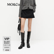 MO&Co.短裙春含美麗諾綿羊毛低腰帶內襯附腰帶MBE1SKTT11 黑色 M