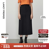 朗姿【朗姿羊毛Basic衣櫥】【明星同款】高級感a字半身裙冬季新款半裙 黑色 S