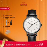 摩紋（Marvin）瑞士手表男士進(jìn)口表商務(wù)經(jīng)典腕表禮物送男女朋友老婆圣誕禮物 黑針黑殼黑皮 M025.23.22.74