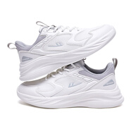 回力（Warrior）官方男鞋緩震跑步鞋子男款夏季透氣女鞋情侶運動(dòng)休閑鞋 白灰 44